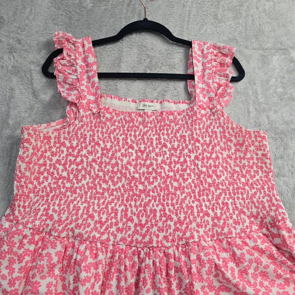 Women's Maxi Dress Plus Size 3X Pink Floral Smocked Cottagecore Tiered Pockets - Picture 10 of 10